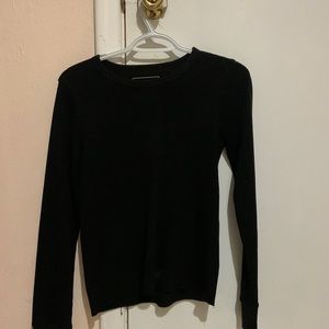 black long sleeve top, fitting, comfortable, cute.